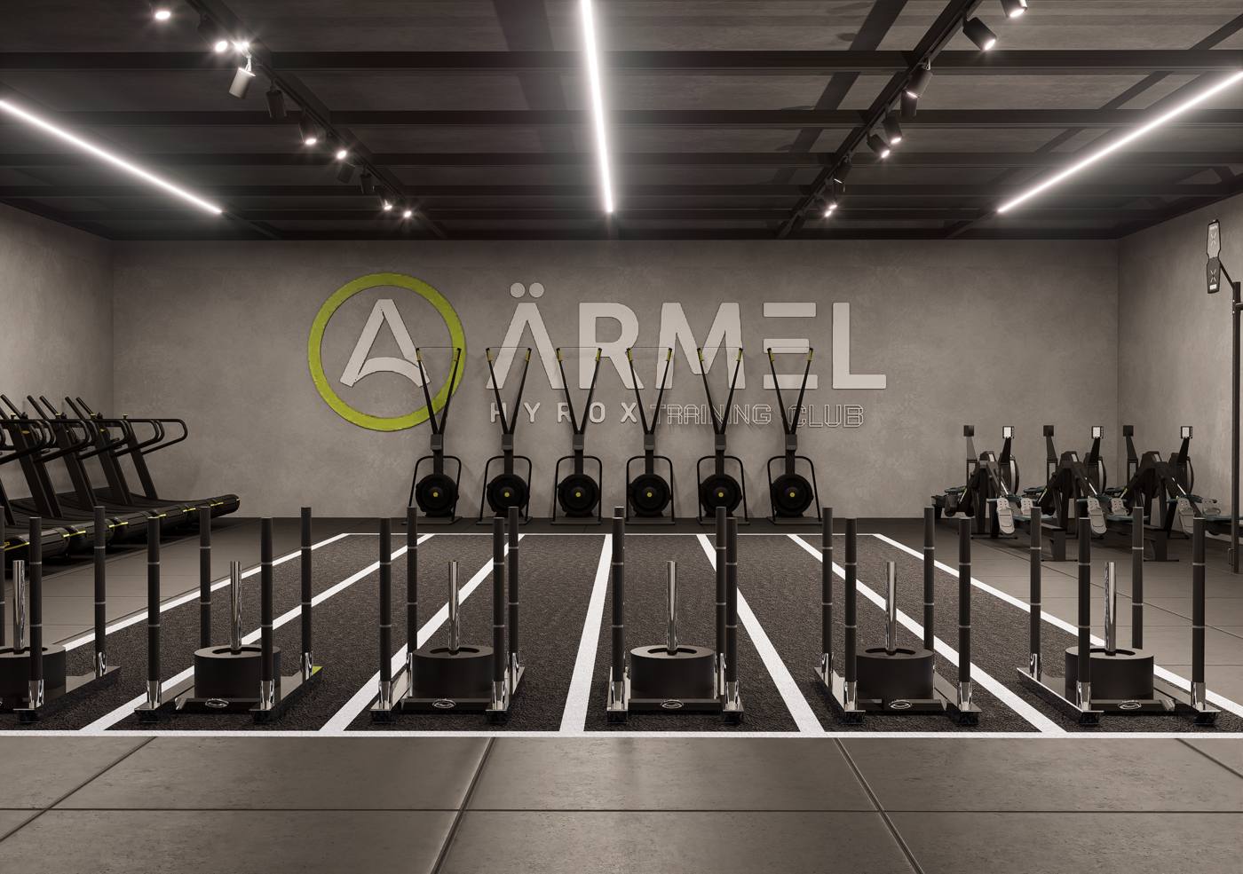 Área de treino com pistas de sled